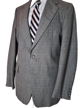 Bellamin Men's Check Suit Prince of Wales Windowpane Plaid Gray 42 R , 32x29